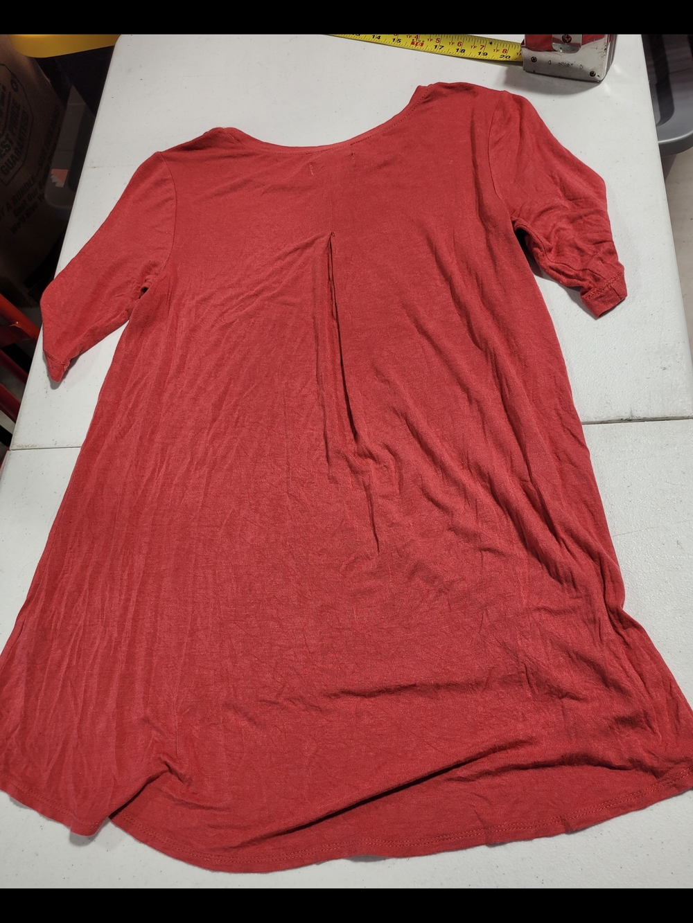 Premise Relaxed Scoop Neck Tunic in Coral Red - Picture 3 of 3